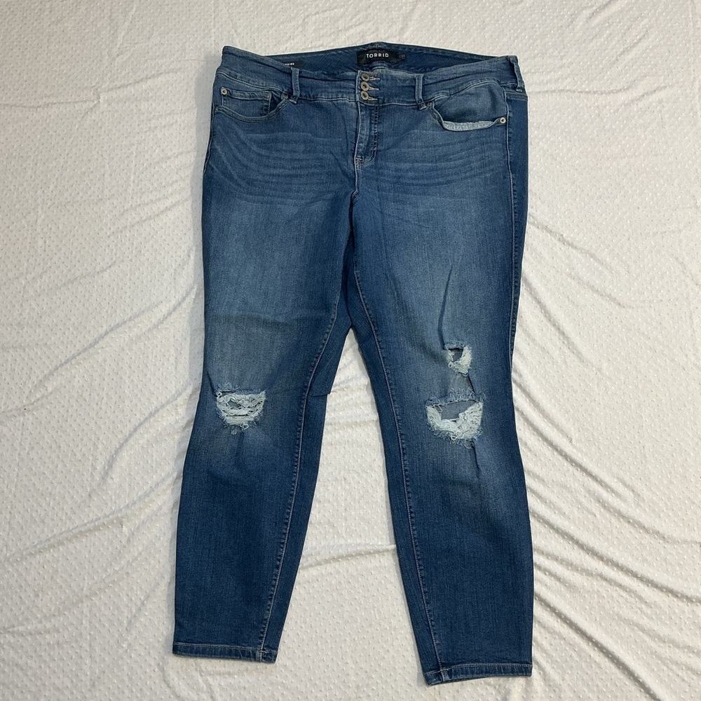 Torrid Dark Blue Distressed Jegging Skinny Jeans 20R 20